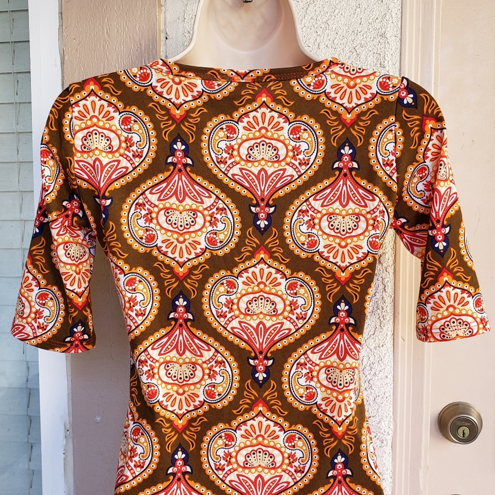 XXS women LULAROE Julia print stretch knit dress - Picture 6 of 8
